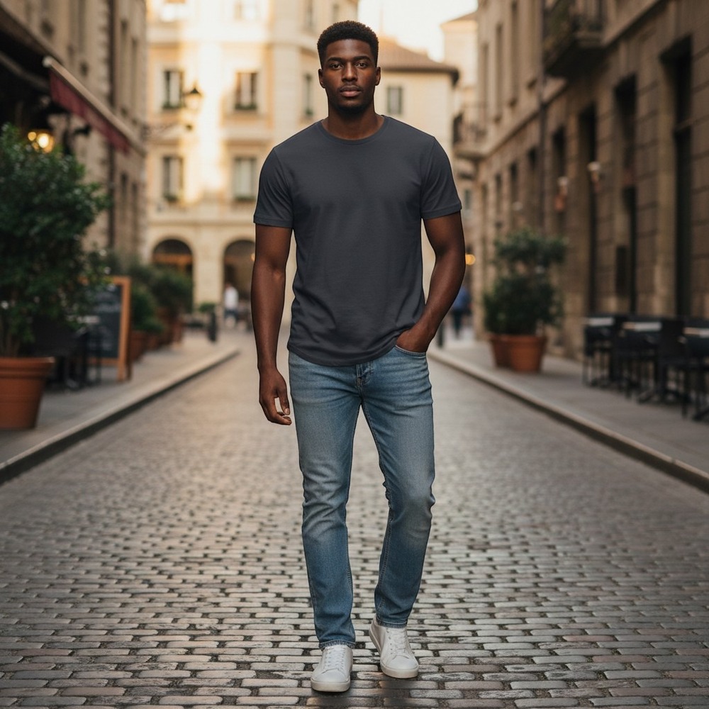 Buck Mason Coal Venice Wash Slub Tall Curve Hem Tee Shirt BM11001T.102 L T